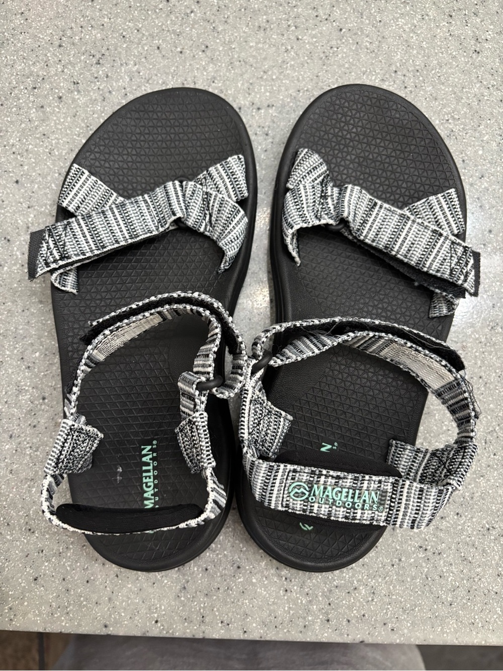 Magellan Outdoors Women’s Black & White Striped Adventure Sandals
